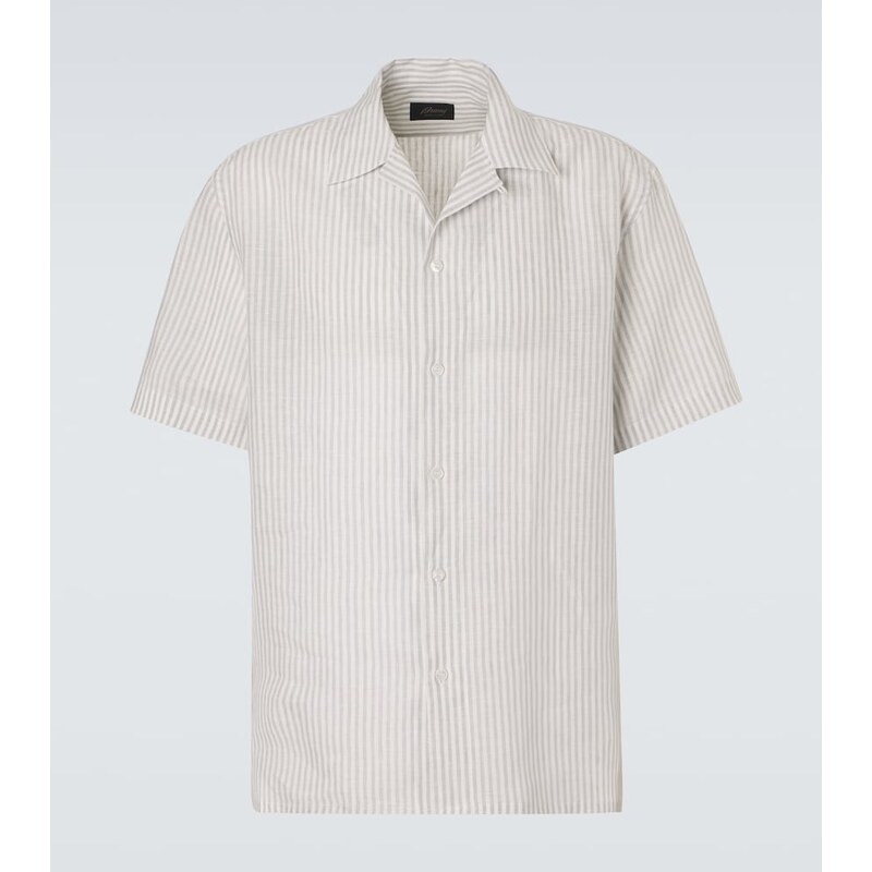 Brioni Striped linen bowling shirt