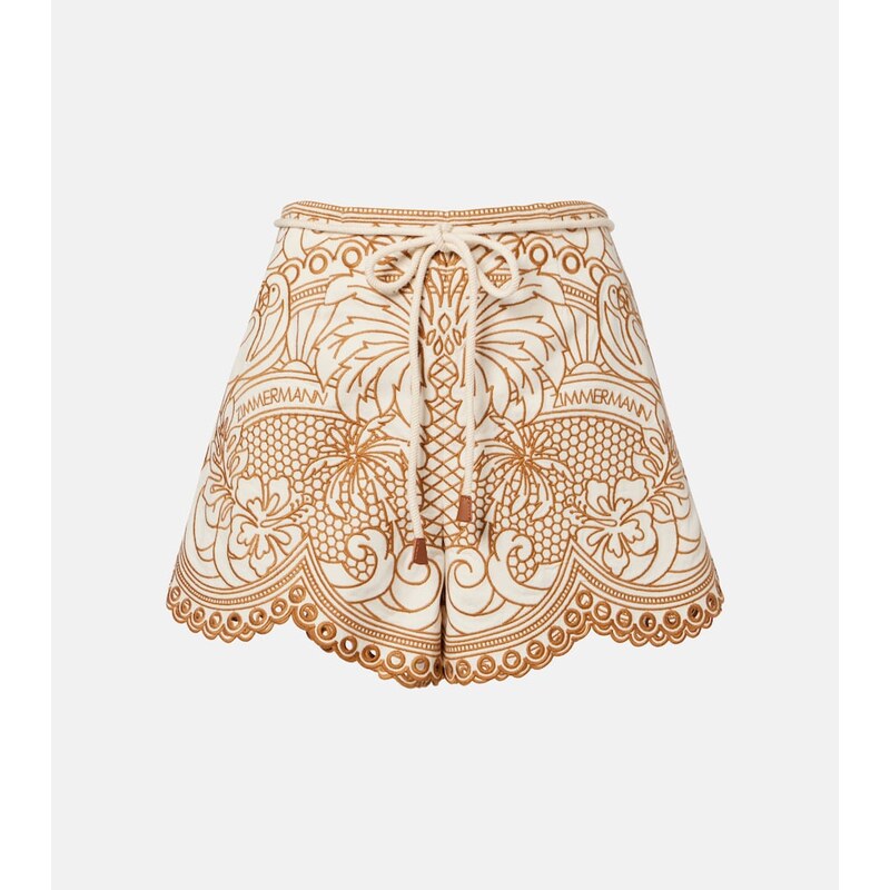 Zimmermann Como embroidered cotton shorts