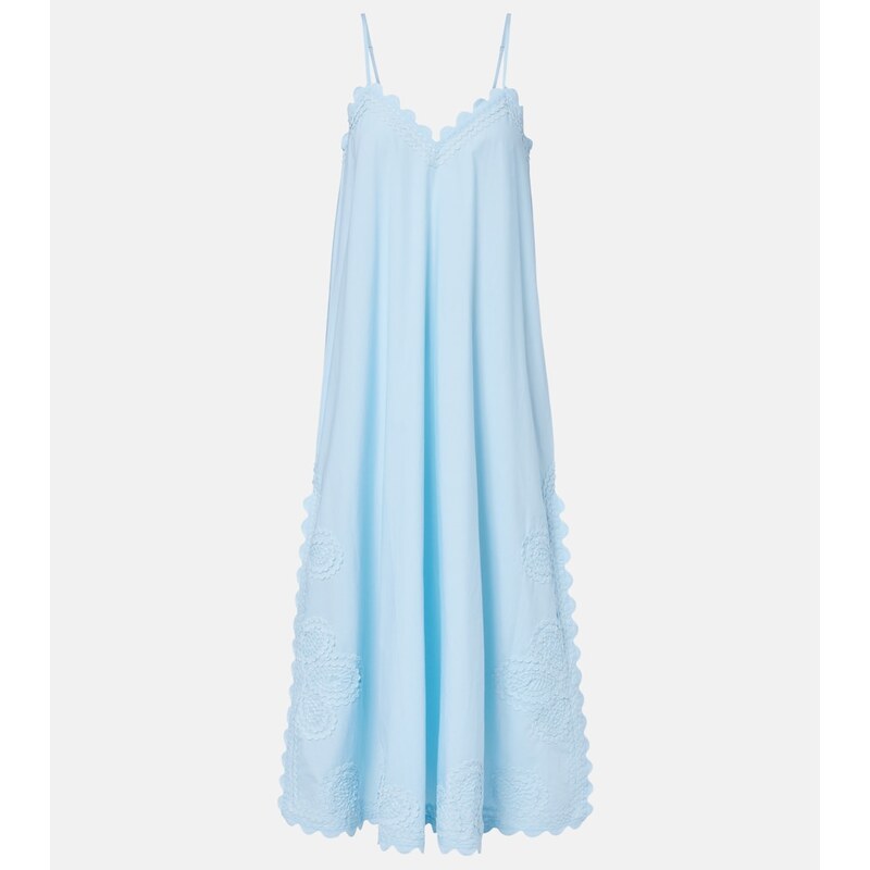 Juliet Dunn Embroidered scalloped cotton midi dress