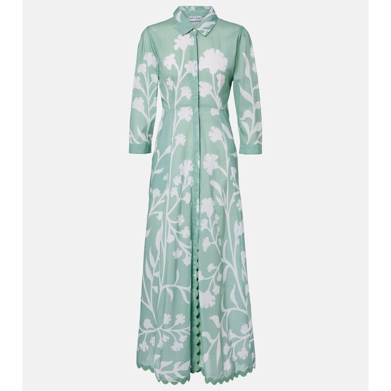 Juliet Dunn Floral scalloped cotton shirt dress