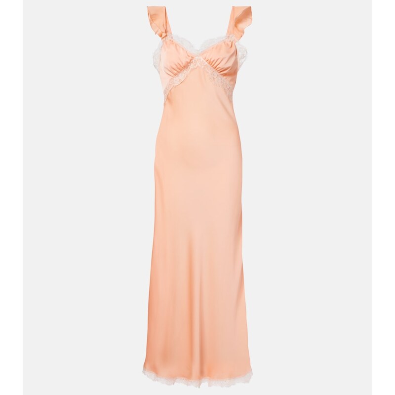 Faithfull Sella lace-trimmed satin maxi dress