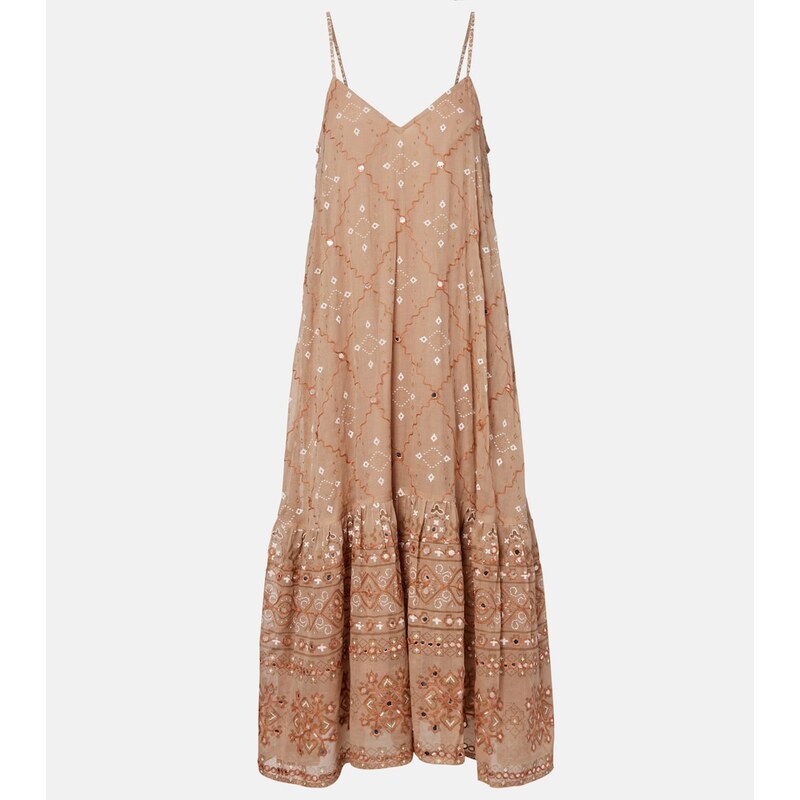 Juliet Dunn Embellished cotton midi dress