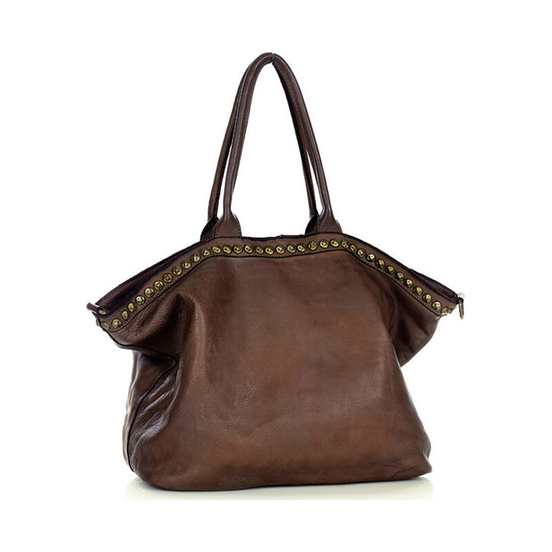 MARCO MAZZINI Hnědá shopper bag s nýtky