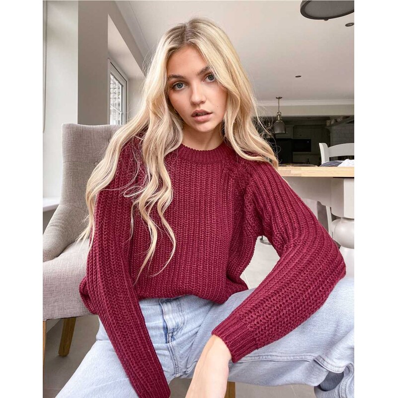 Only jumper in chunky cable knit in red-Green 114840922