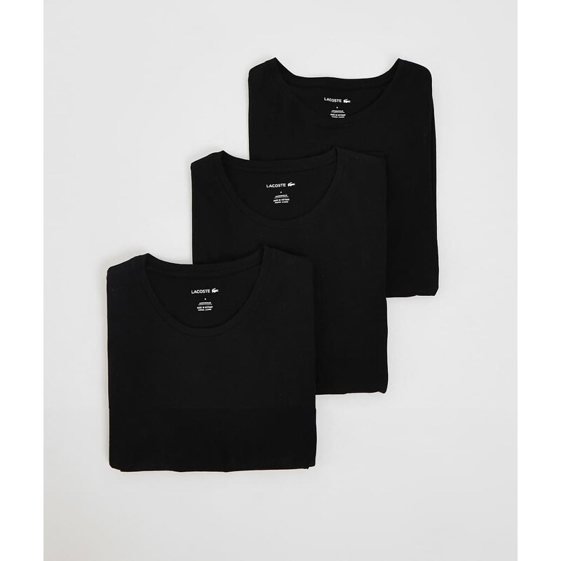 Lacoste 3 pack loungewear t-shirt in black