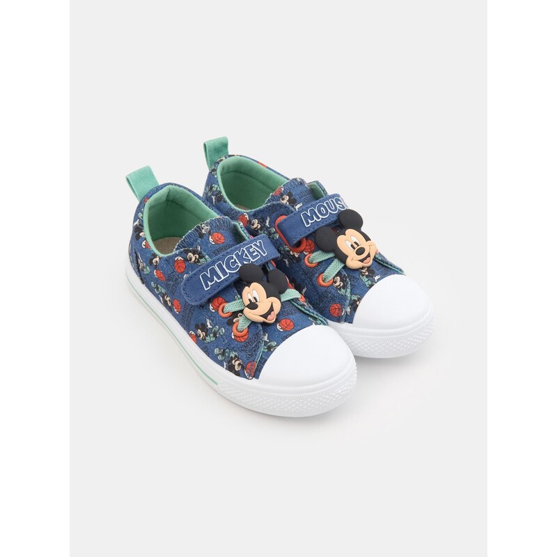 Sinsay - Bavlněné tenisky s koženou stélkou Mickey Mouse - modrá