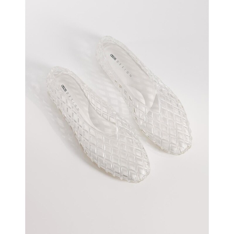 ASOS DESIGN Luminous jelly caged ballets in clear 115503172