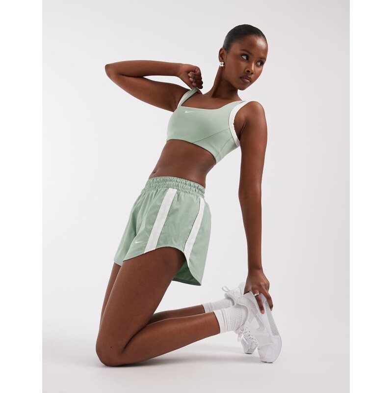 Nike Training One Dri-FIT woven shorts in white and green