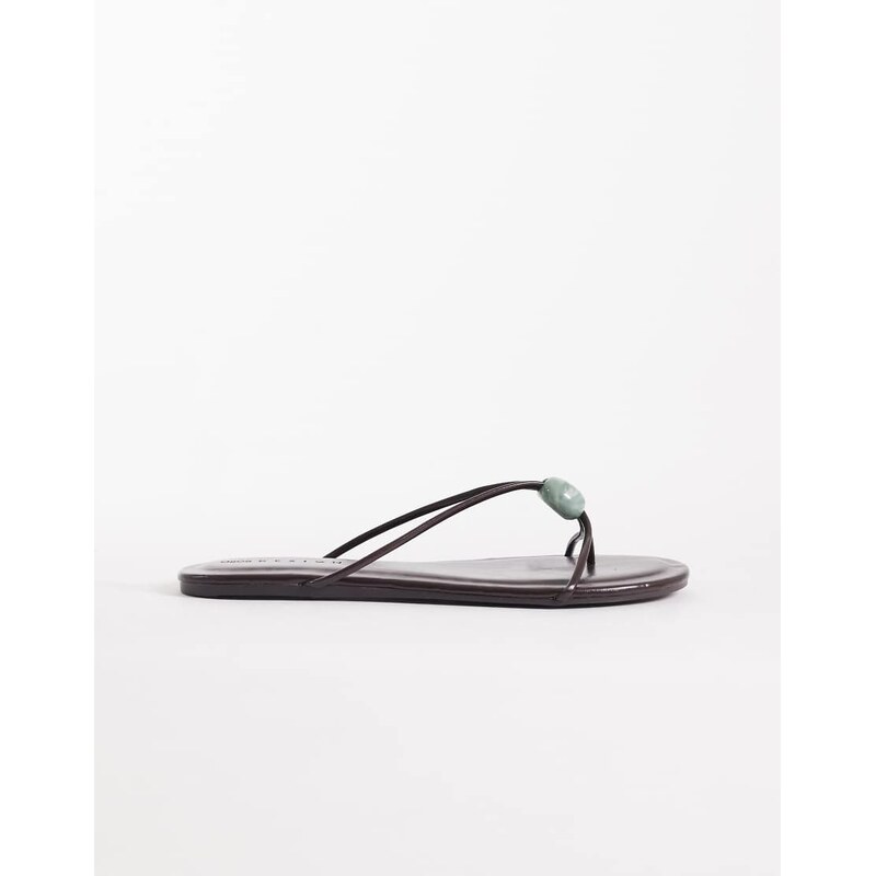 ASOS DESIGN Fleur skinny strap toe thong sandal with turquoise