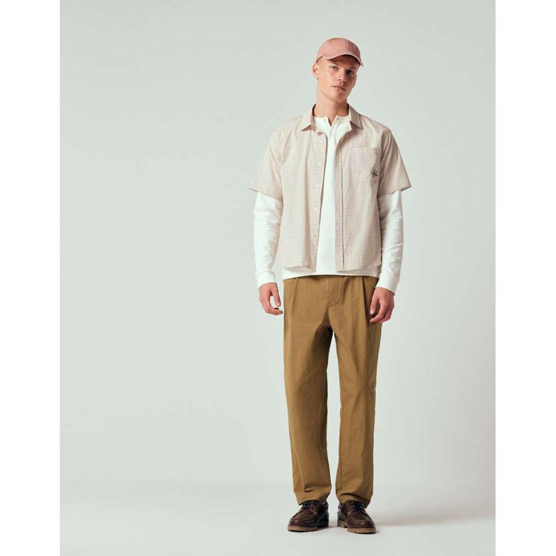 ASOS DESIGN oversized tapered trousers with pleat in tan techy