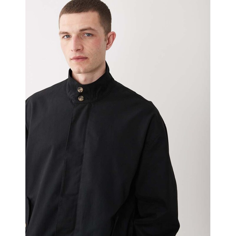 ASOS DESIGN oversized funnel neck jacket in black