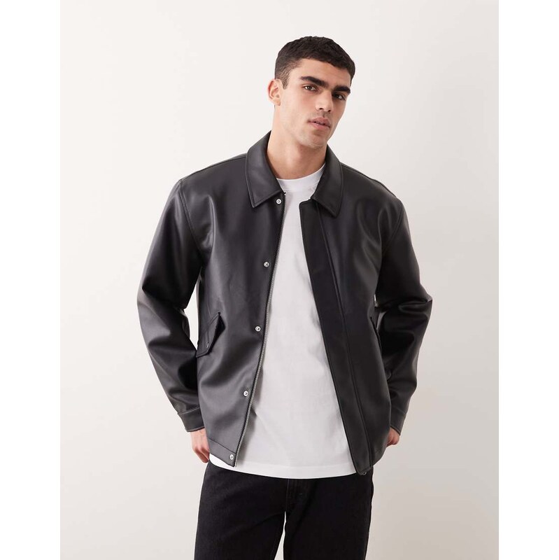 ASOS DESIGN faux leather jacket in black