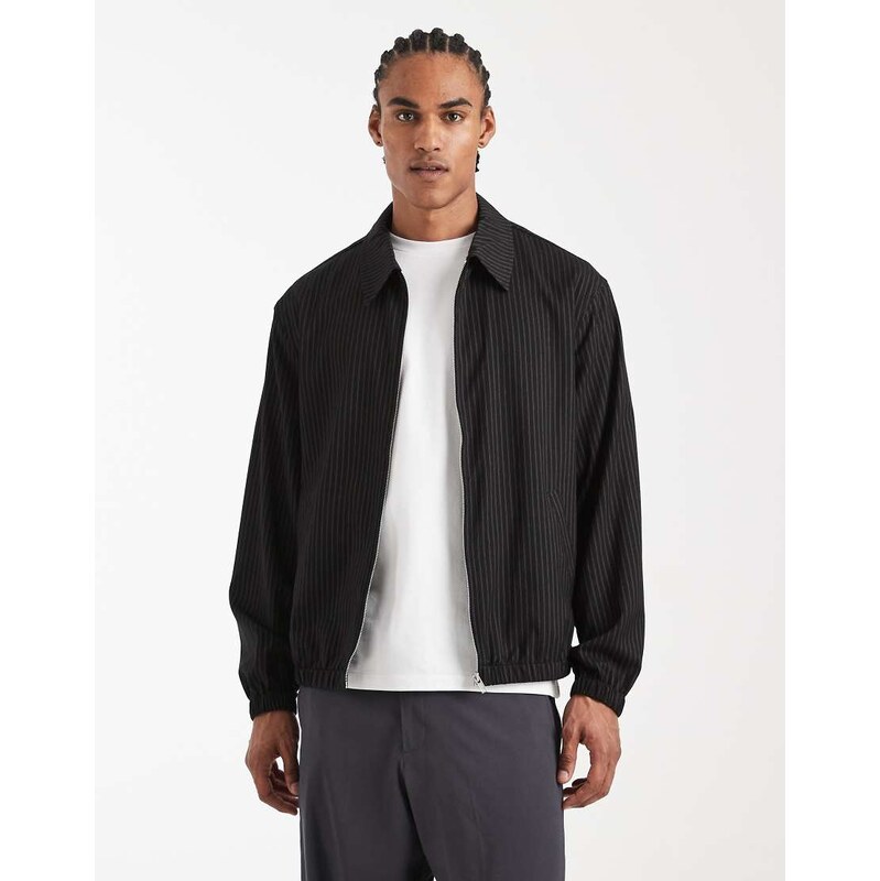 ASOS DESIGN pinstripe jacket in black