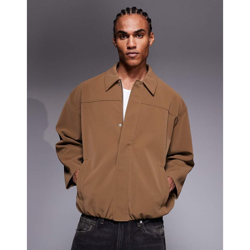 ASOS DESIGN faux suede oversized jacket in brown