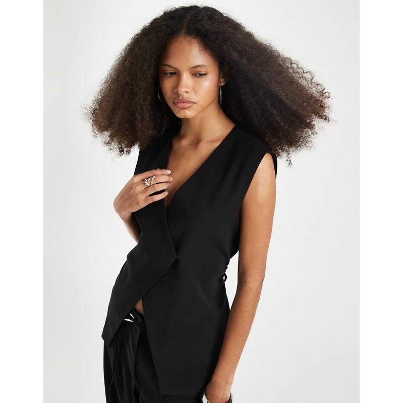 Object tailored wrap waistcoat co-ord with hardwear details in black 114841501