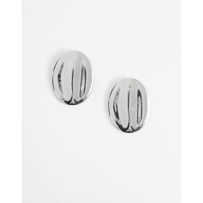 ASOS DESIGN large oval stud earrings in silver tone