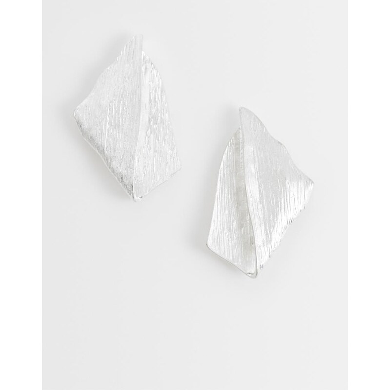 ASOS DESIGN large stud earrings with fold-over diamond design in
