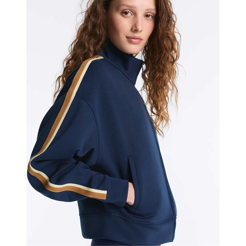 OYSHO Twill jacket with side tape in navy 114856483