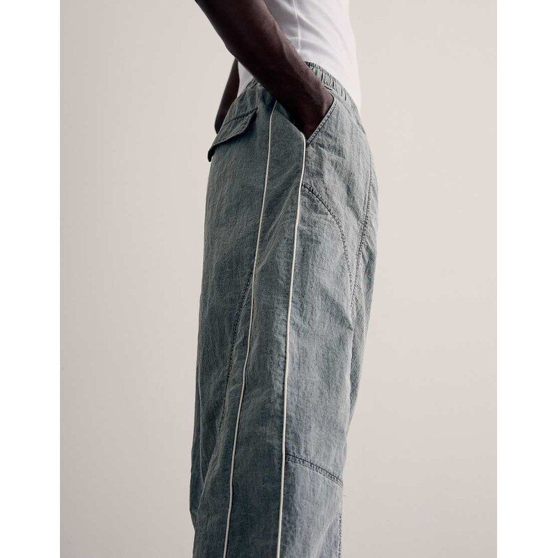 Bershka Super baggy technical trousers in dark grey