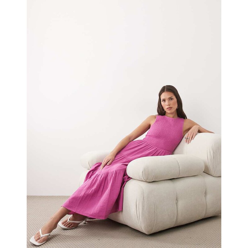 Nobodys Child Charlie cotton rich shirred bodice tiered maxi