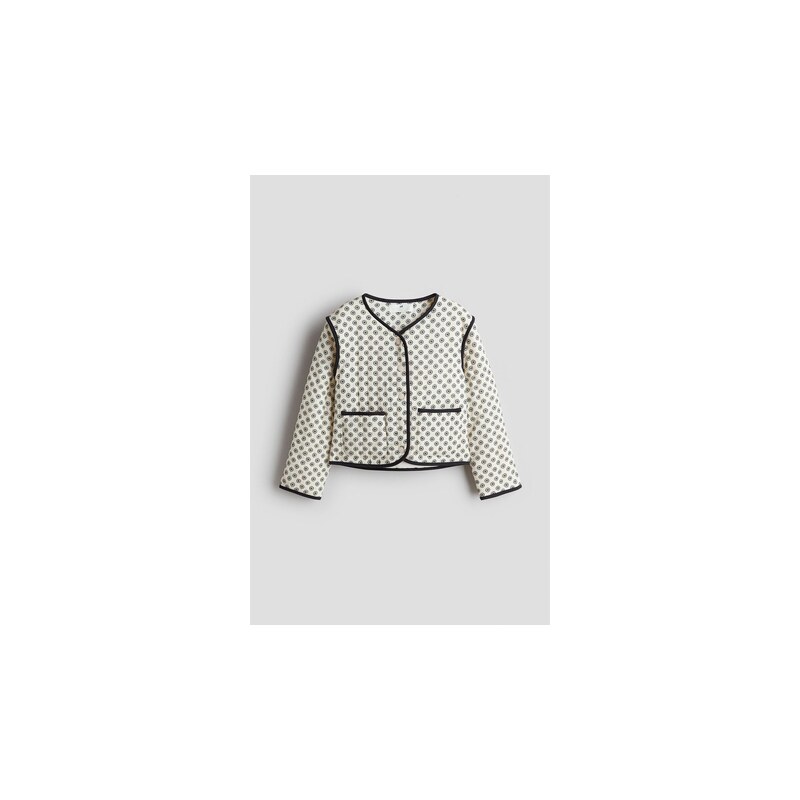 H&M - Prošívaný bavlněný kabátek - Krémová/Vzor