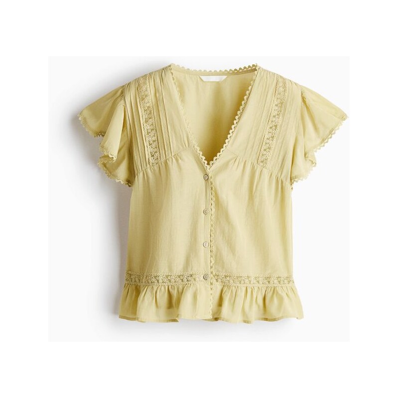 H&M - Halenkas krajkovými vsadkami - žlutá 114840580