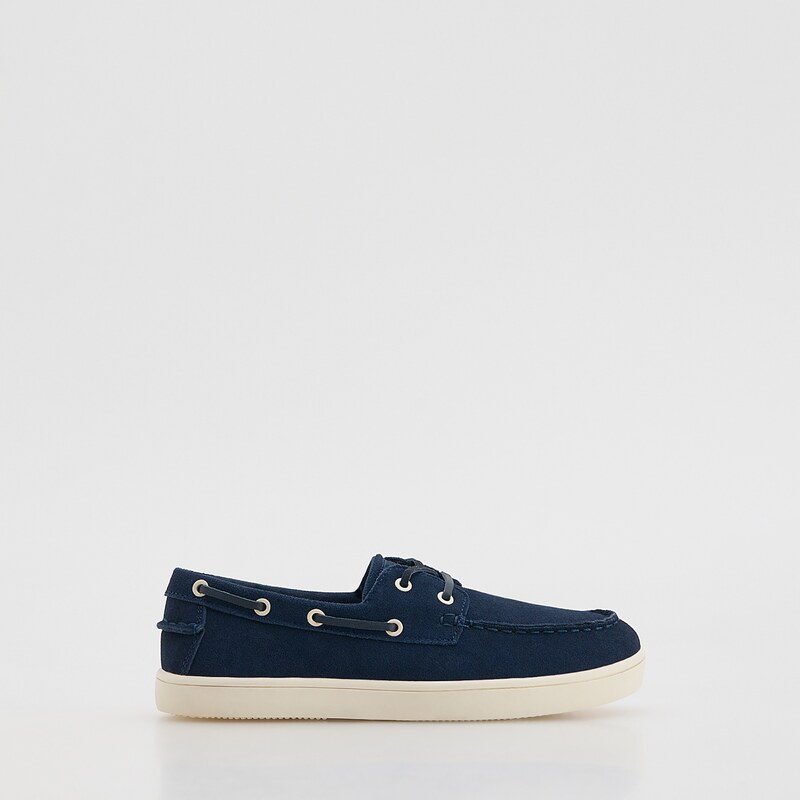 Reserved - Kožené mokasíny - tmavomodrá