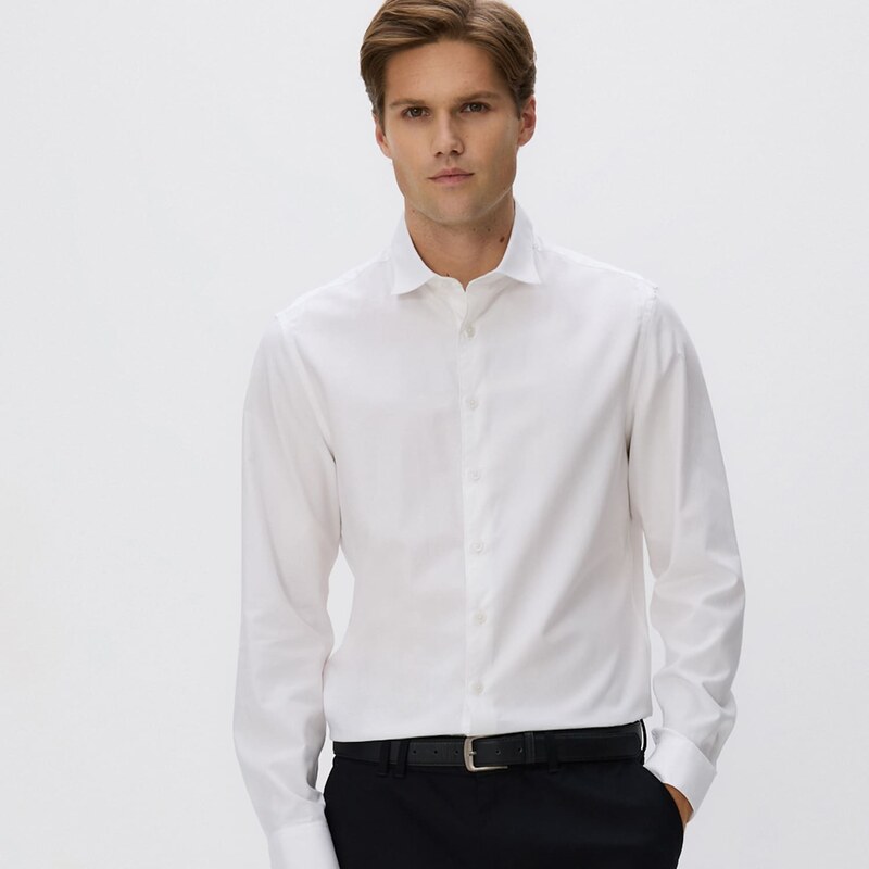 Reserved - Košile slim fit z egyptské bavlny - bílá