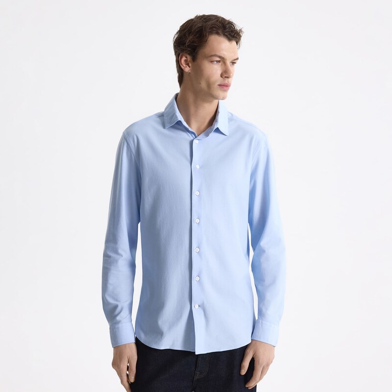 Reserved - Košile slim fit s vysokým podílem bavlny - bleděmodrá