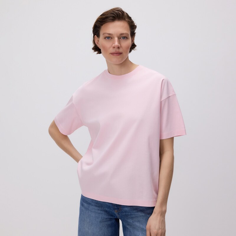 Reserved - Oversize tričko z marcerované bavlny - pastelově růžová 114614166