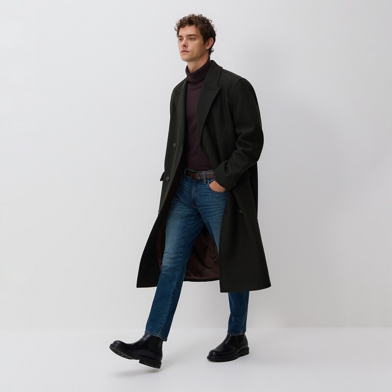 Reserved - Džíny slim se sepraným efektem - indigo jeans