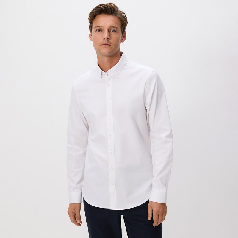 Reserved - Košile super slim fit s vysokým podílem bavlny - bílá