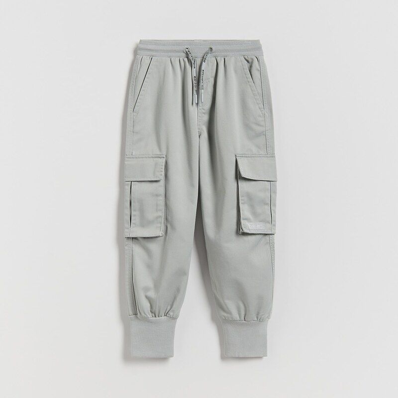 Reserved - Kalhoty jogger cargo - světle šedá