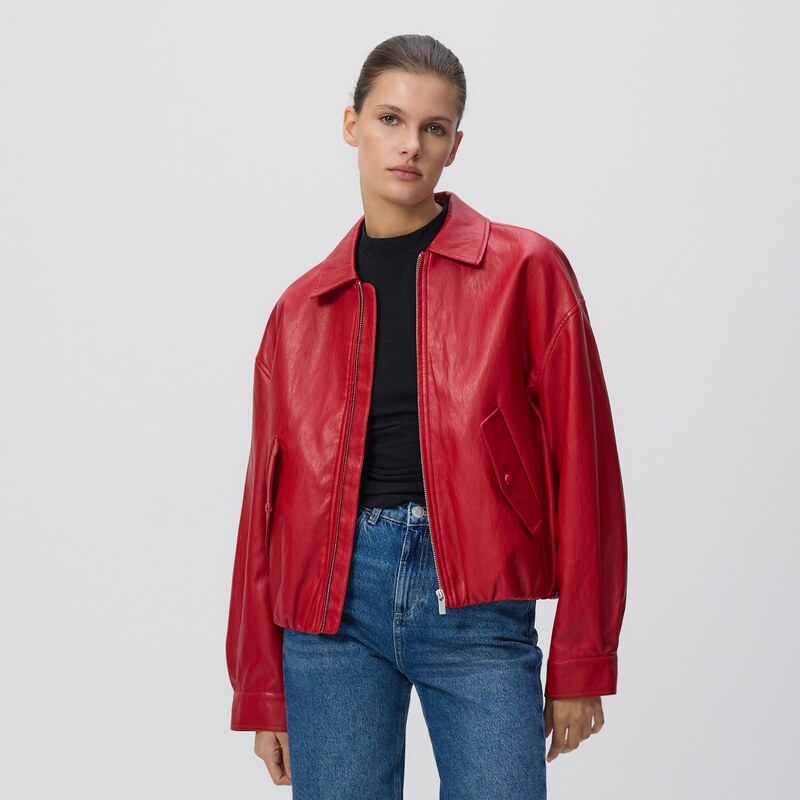 Reserved - Bunda bomber - červená 114617660