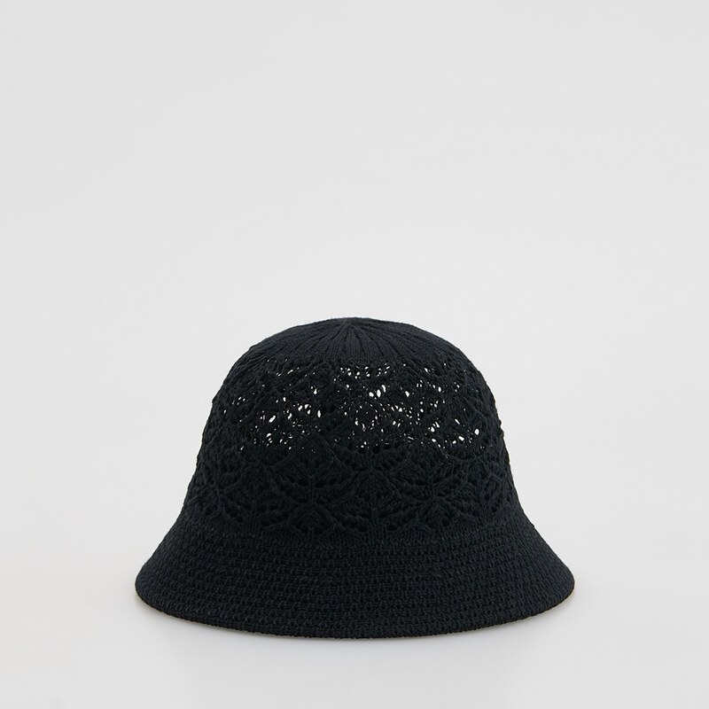 Reserved - Ažurový klobouk typu bucket - černý 114618040