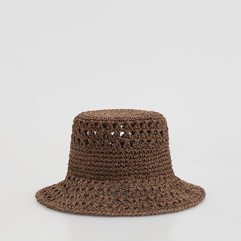 Reserved - Slaměný klobouk bucket - hnědá 114707891