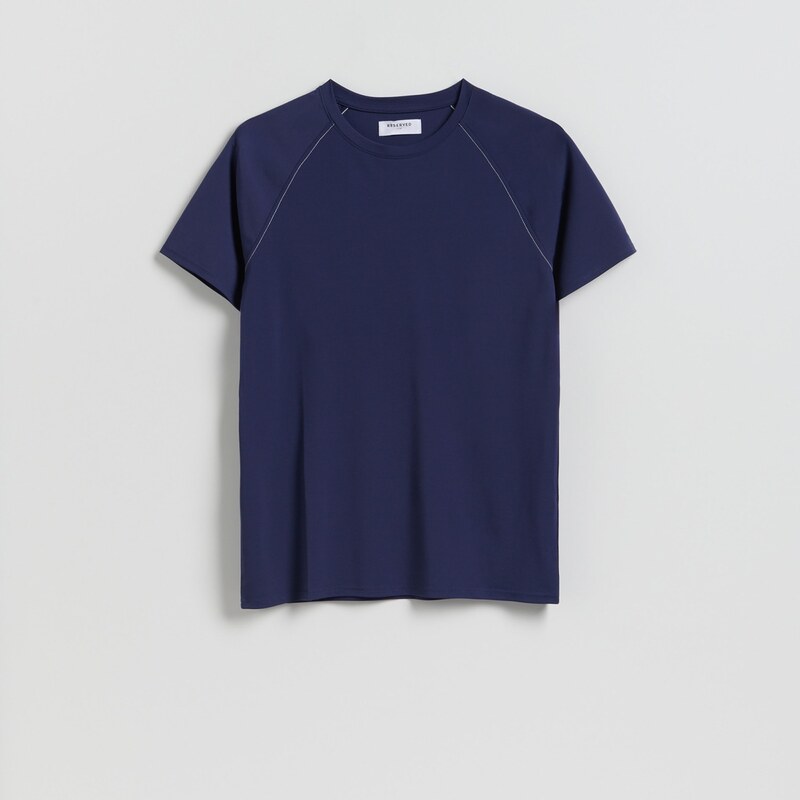 Reserved - Tričko slim fit s viskózou - tmavomodrá