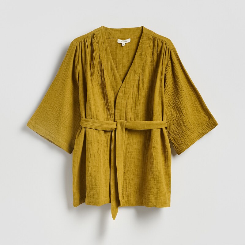 Reserved - Mušelínové kimono - světle olivová