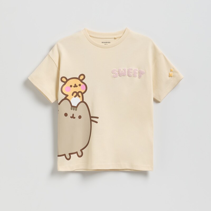 Reserved - Tričko Pusheen - béžová