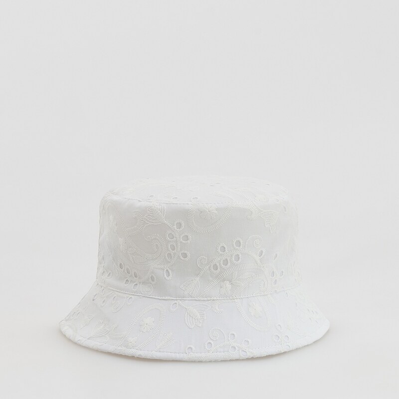 Reserved - Klobouk bucket hat s výšivkou - krémová 114618656