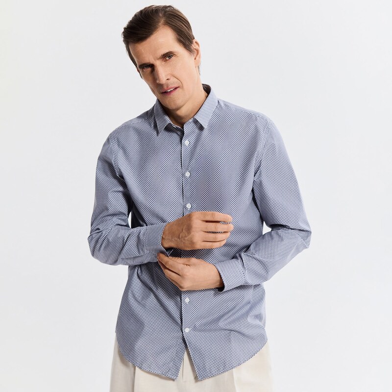 Reserved - Vzorovaná košile slim fit - tmavomodrá