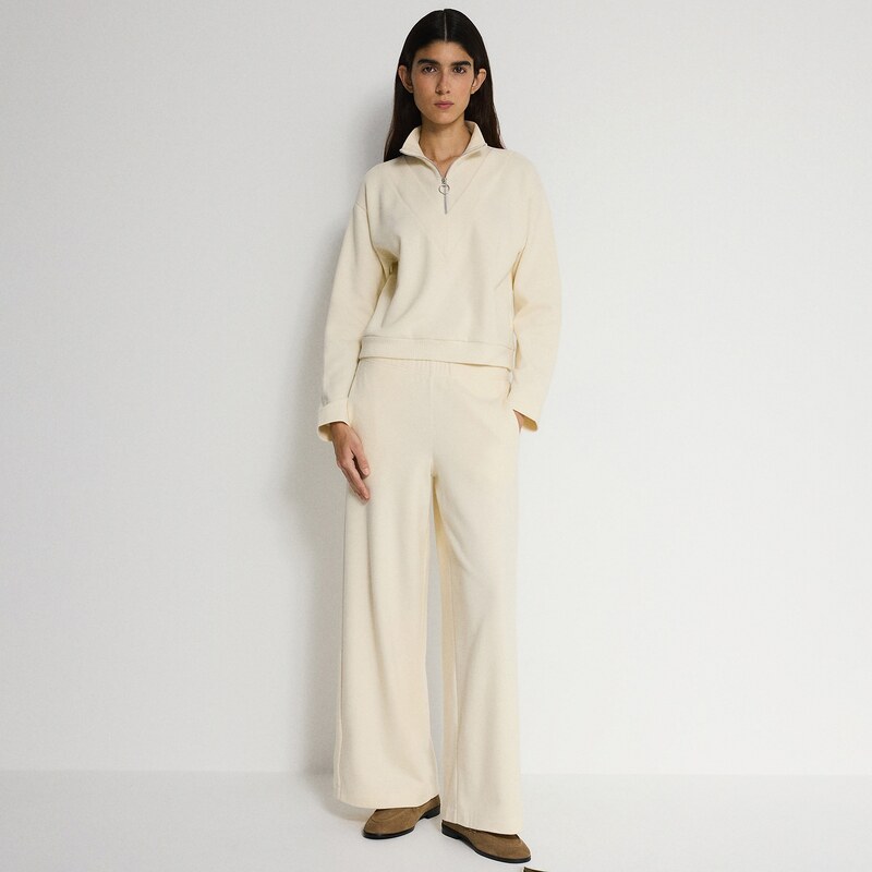 Reserved - Kalhoty culotte - krémová