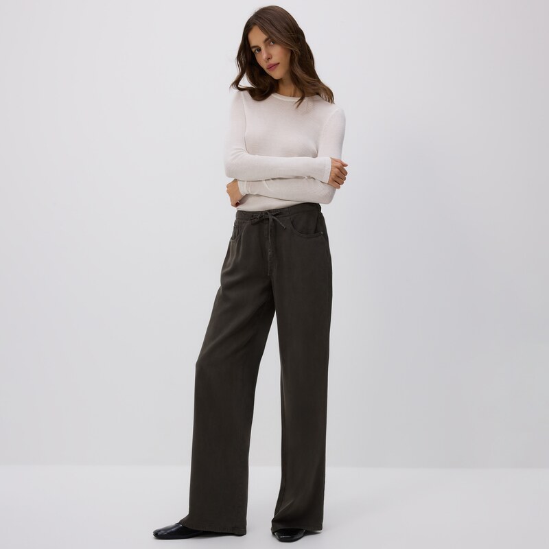 Reserved - Džíny wide leg z lyocellu - dark grey jeans