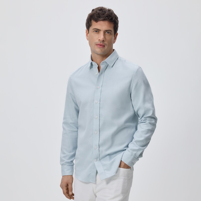 Reserved - Košile slim fit z egyptské bavlny - bleděmodrá