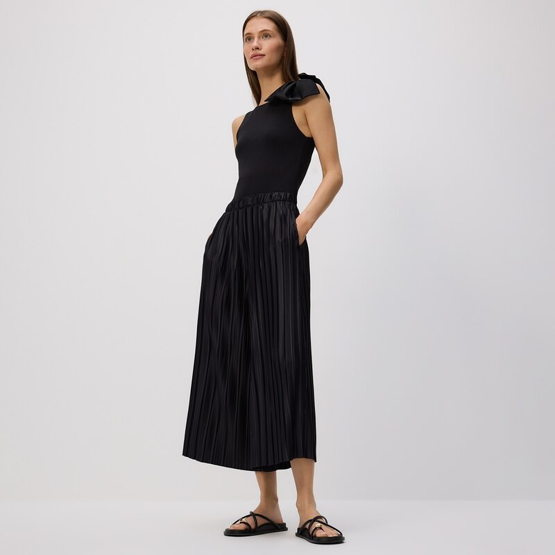 Reserved - Skládané kalhoty culotte - černý