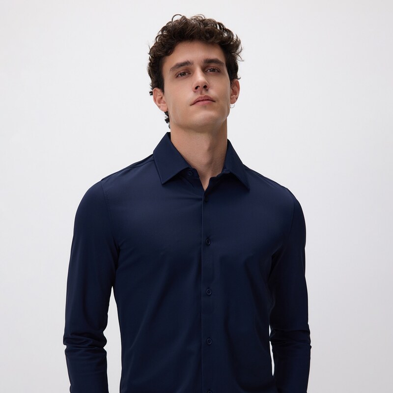 Reserved - Hladká košile super slim fit - tmavomodrá