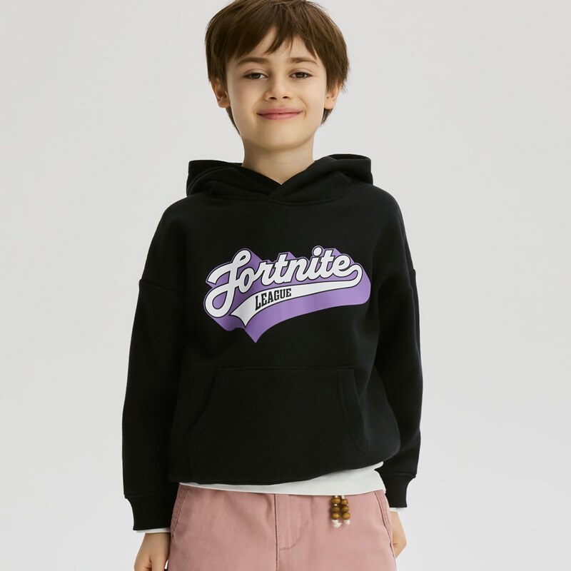 Reserved - Mikina s kapucí a potiskem Fortnite - černý