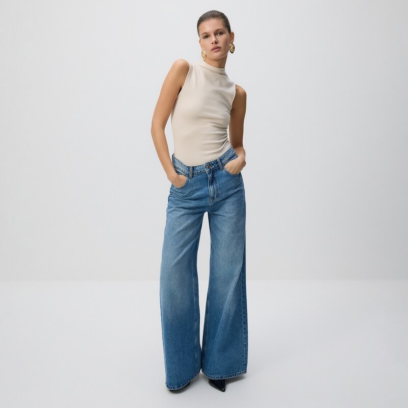 Reserved - Džíny wide leg - modrá 114620915