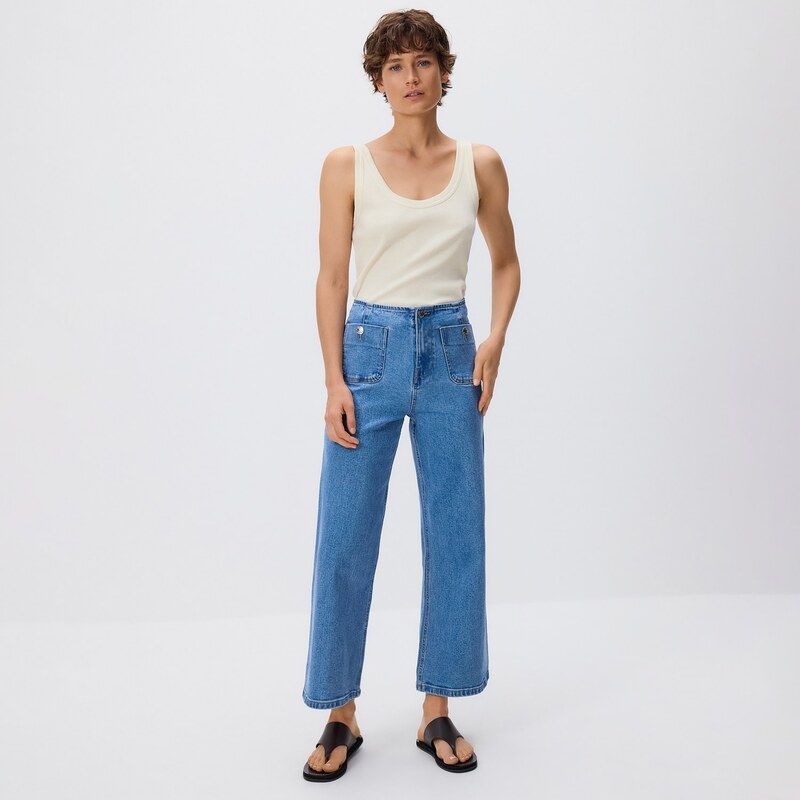 Reserved - Džíny culottes - modrá