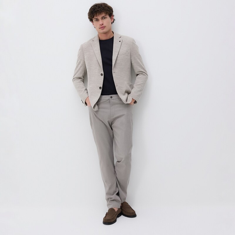 Reserved - Bavlněné kalhoty slim fit - kávová